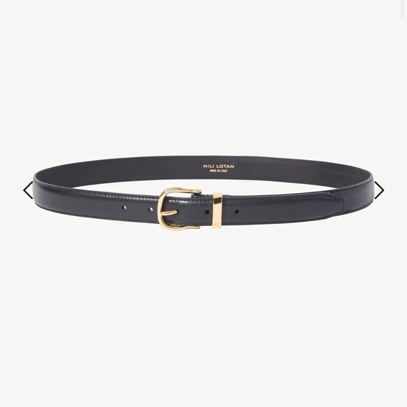Nili Lotan Accessories - Nili Lotan - LOUISE BELT FLAT CALFSKIN Black Leather Belt w Gold Hardware